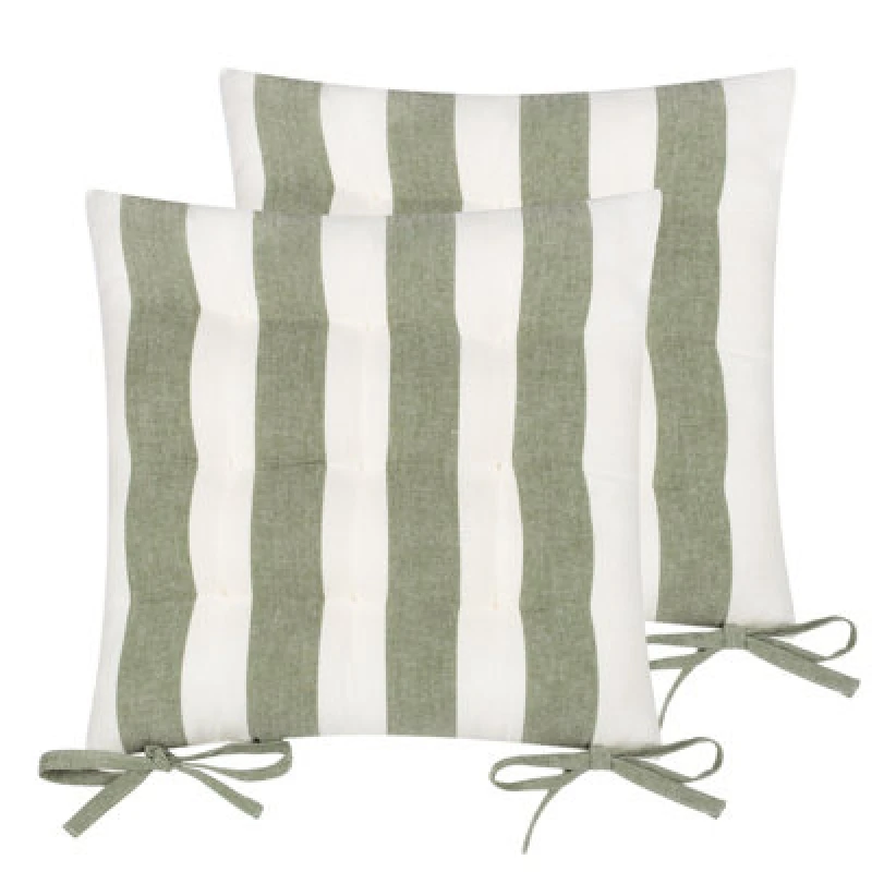 Image of Yard Hayle Striped 100% Cotton Seat Pads - 2 Pack in Dark Green Size: 40cm x 40cm Dark Green Unisex 40cm x 40 cm