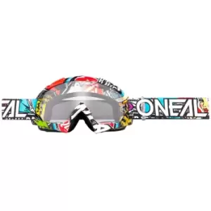 Image of Oneal B-10 Crank Motocross Goggles, red, red, Size One Size