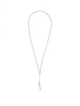 Image of Skagen Silver And Gold Tone Wave Pendant Ladies Necklace
