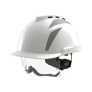 Image of V-Gard 930 Vented Safety Helmet with Fas-Trac III Straps and Integrated Eye Protection, White
