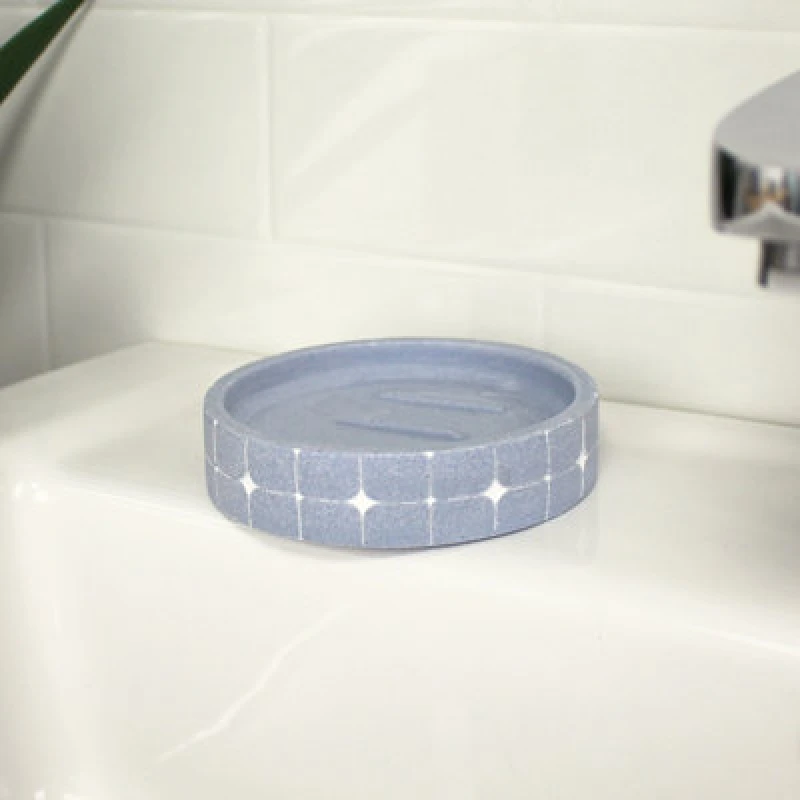 Image of Showerdrape Mosaica Pastel Bathroom Sink Soap Dish Light Blue