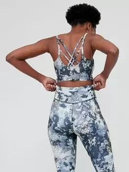 Image of adidas Studio Yoga Printed Bra (Light Support) - Light Blue, Size 2Xs, Women