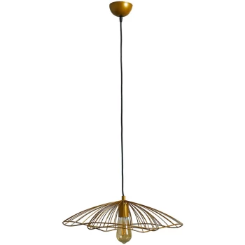 Image of Modern Ceiling Light Fitting with Metal Wire Shade - Gold
