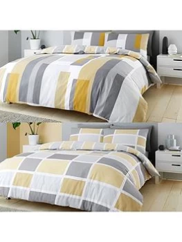 Image of Catherine Lansfield Catherine Lansfield Geo Blocks Twin Pack Duvet Set - Db