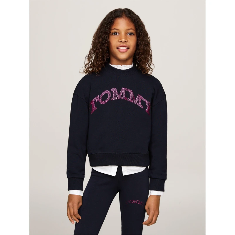 Image of Tommy Hilfiger Dot Foil Crew Neck Sweatshirt Juniors - Blue Blue 8 - 9 Years