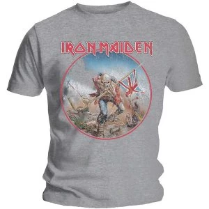 Image of Iron Maiden - Trooper Vintage Circle Unisex Medium T-Shirt - Grey