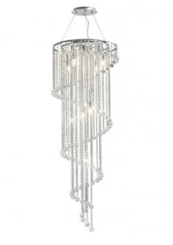 Image of Ceiling Pendant Spiral 9 Light Polished Chrome, Crystal