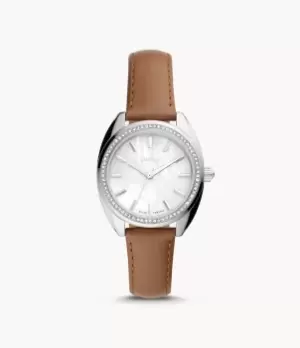 Image of Fossil Women Vale Solar-Powered Brown Leather Watch