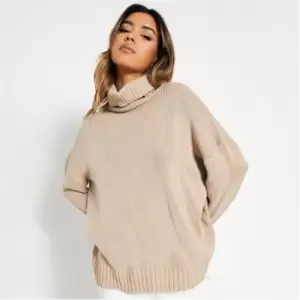 Image of I Saw It First Recycled Blend Roll Neck Oversized Jumper - Brown