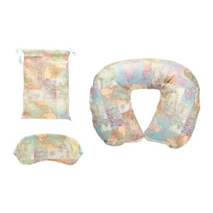 Image of Sass & Belle Vintage Map Travel Pillow and Eye Mask Set
