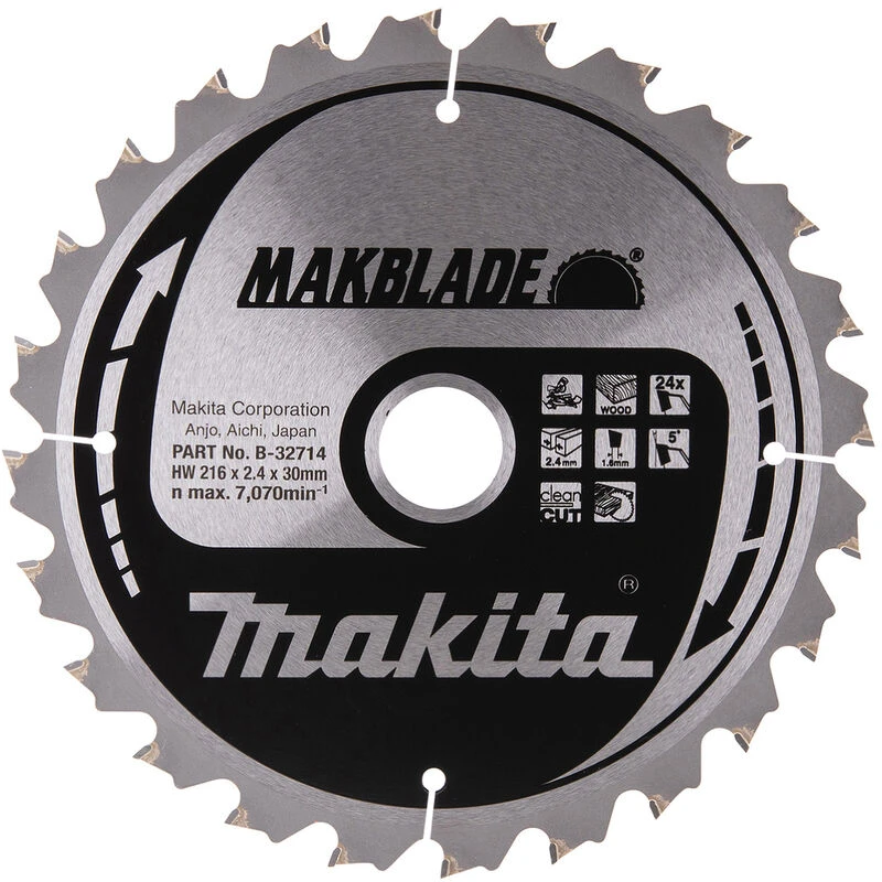 Image of Makita MAKBLADE Circular Saw Blade for Wood Cutting B-32714 Diameter: 216mm