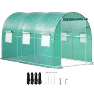 Image of VEVOR Walk-in Tunnel Greenhouse, 12 x 7 x 7ft Portable Plant Hot House w/ Galvanized Steel Hoops, 1 Top Beams, 2 Diagonal Poles, 2 Zippered Doors & 6