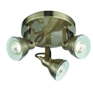 Image of 3 Light Adjustable Ceiling Spotlight Antique Brass, GU10