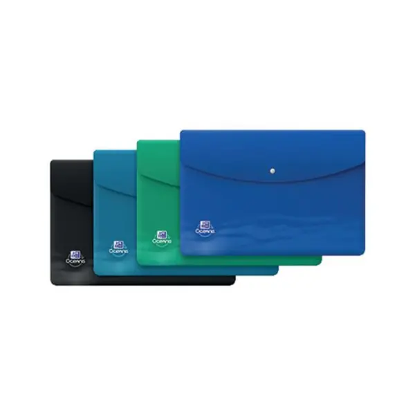 Image of Oxford Oxford Oceanis Press Stud Wallet A4+ Assorted (Pack of 4) 400177825 400177825