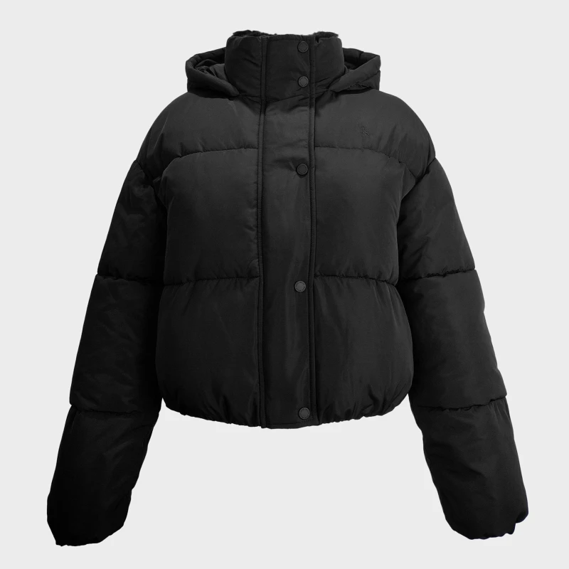 Image of Jack Wills Womens Ritcher Water Resistant Wind Resistant Hooded Short Puffer Jacket Black female 6 (2XS)