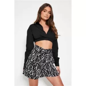 Image of I Saw It First Black Zebra Print High Waisted Shorts - Black