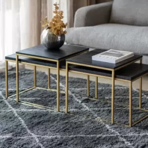Image of Nest of 3 Coffee Tables in Black and Gold - Bertie - Caspian House
