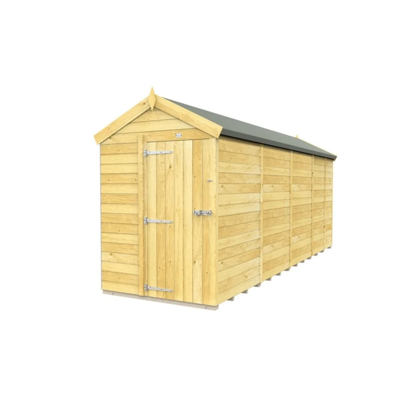 Image of Buttercup Farm 5 x 17 Feet Apex Shed - Single Door W/O Window - L503 x W147 x H217cm in Brown Brown Unisex