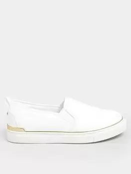 Image of Yours Extra Wide Fit Gold Hardware Slip On Trainer White, Size 8Eee, Women