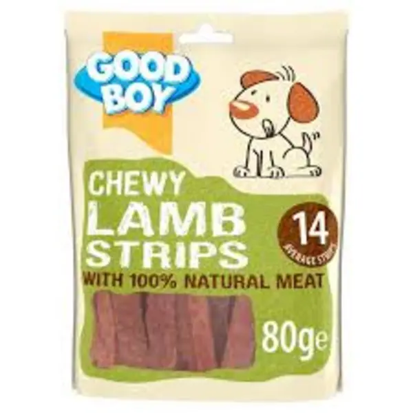 Image of Good Boy Chewy Lamb Strips Dog Treats 80g