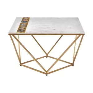 Image of Agate, Marble and Brass Coffee Table