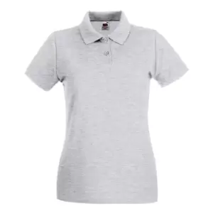 Image of Fruit Of The Loom Ladies Lady-Fit Premium Short Sleeve Polo Shirt (XS) (Heather Grey)