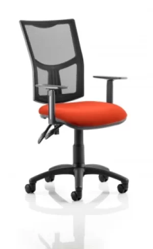 Image of Eclipse II Lever Task Operator Chair Mesh Back With Bespoke Colour Seat in Orange With Height Adjustable Arms
