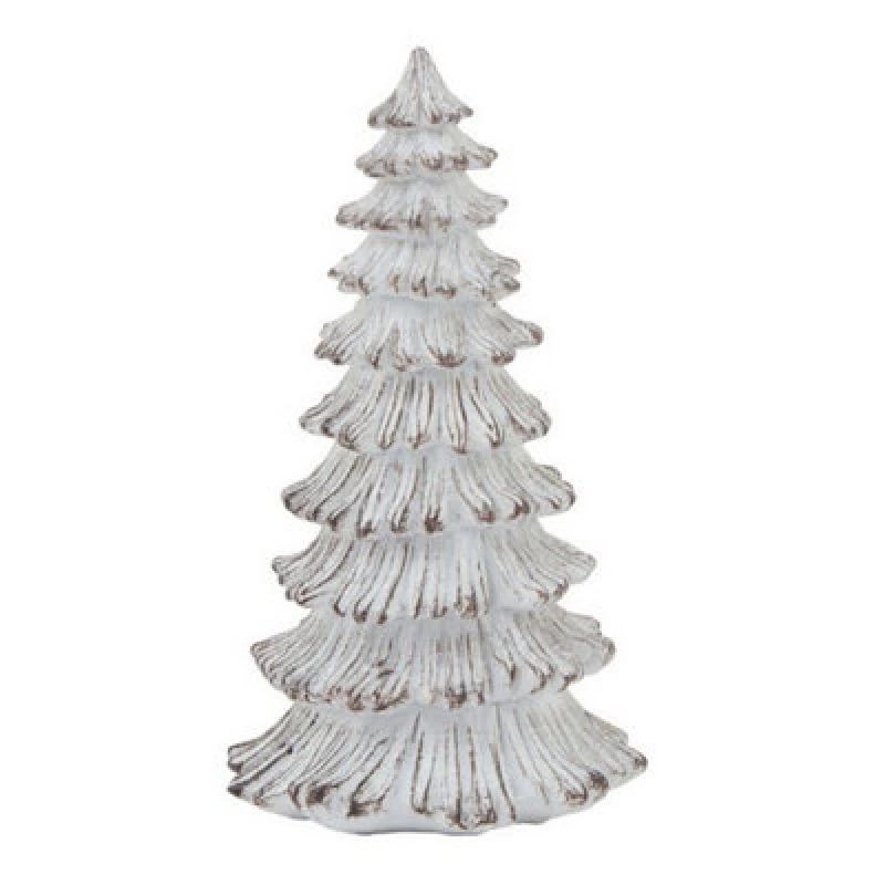 Image of Hill Interiors Small Snowy Fir Tree Sculpture - Resin - L10 X W10 X H17cm - White