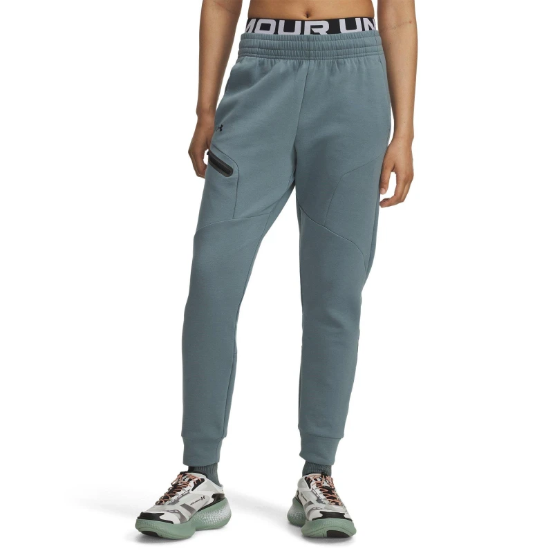 Image of Under Armour Womens Unstoppable Closed Hem Fleece Jogger Jasper Blue female 12 (M)