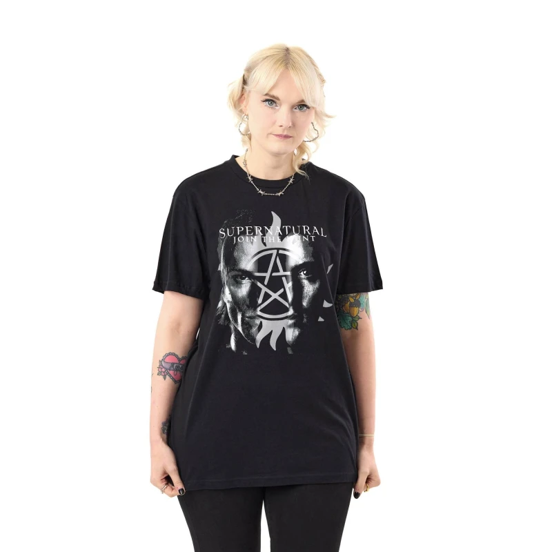 Image of Supernatural Supernatural Men Short Sleeved T-Shirt in Black Size: X-Large Black XL Male 5063203929535