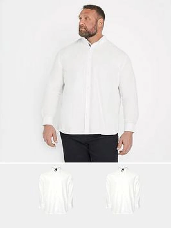 Image of BadRhino BadRhino Men 2 Pack Poplin Long Sleeve Shirts in White Size: 5-6X-Large White 5-6XL Male 5063111857524