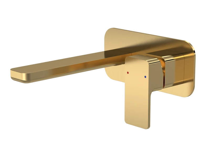 Image of Balterley Wall Mount 2 Tap Hole Basin Mixer Tap Back Plate Brushed Brass Metallics unisex