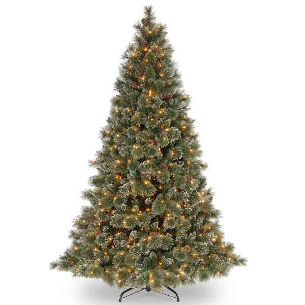 Image of Glittery Bristle Pine 6ft Tree with 550 S/White LED