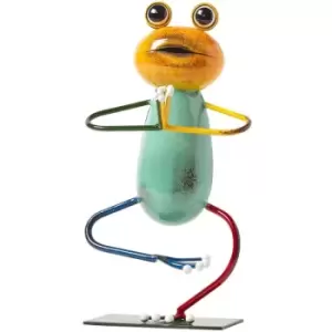 Image of Metal 'Half Tree' Yoga Frog, 29cm Tall - Multi - Homescapes