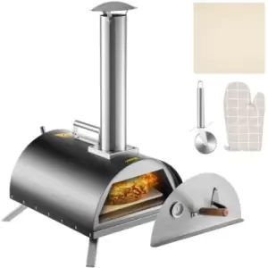 Image of VEVOR Wood Fired Oven 12" Portable Pizza Oven with Feeding Port Pizza Oven Outdoor 932℉Max Temperature Stainless Steel Portable Wood Fired Pizza Oven