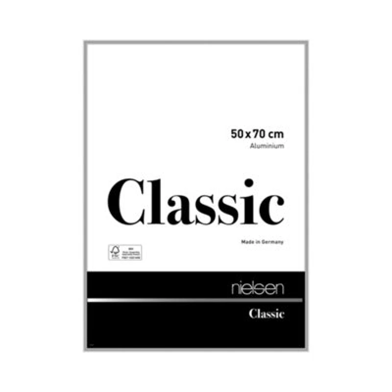 Image of Nielsen Classic Polished Silver Aluminium Picture Frame 50X70Cm - With Float Glass And Push/turn Clips