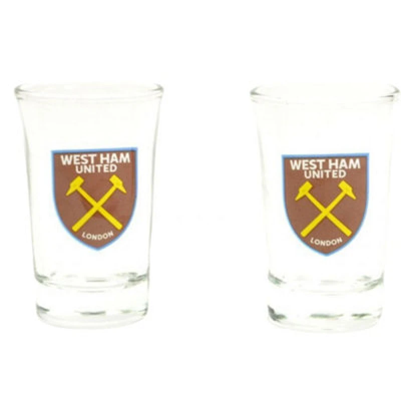 Image of West Ham United FC West Ham United FC Shot Glass Set Pack of 2 in Clear Clear One Size Unisex 5063107061447