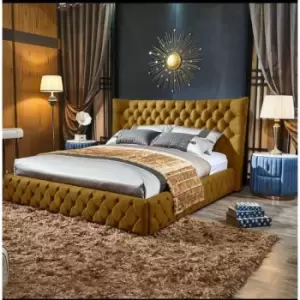 Image of Royale Bed Super King Plush Velvet Mustard