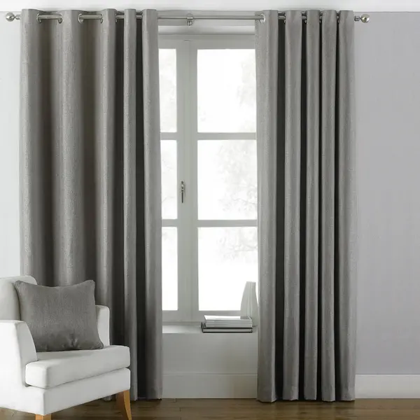 Image of Atlantic Twill Woven Eyelet Curtains Grey / 229 x 229cm