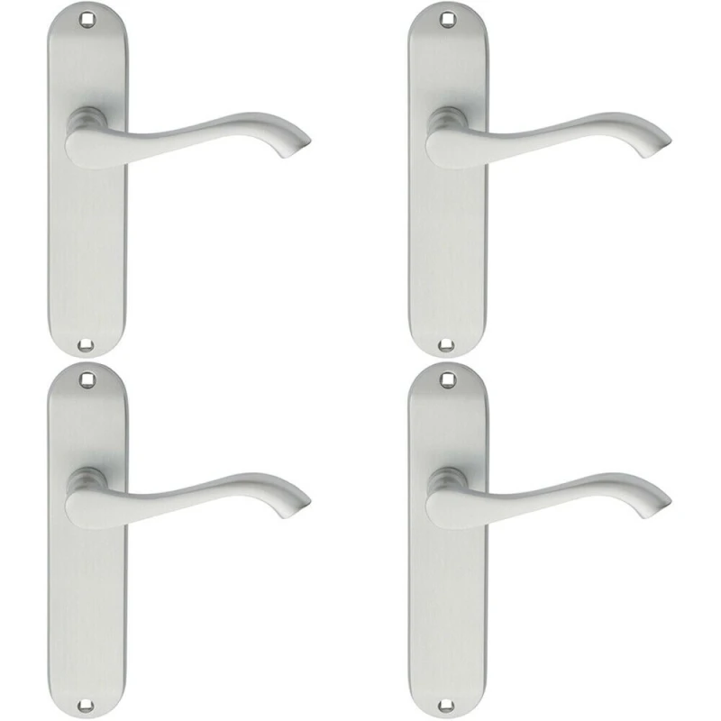 Image of Loops 4x PAIR Curved Handle on Chamfered Latch Backplate 180 x 40mm Satin Chrome Multi