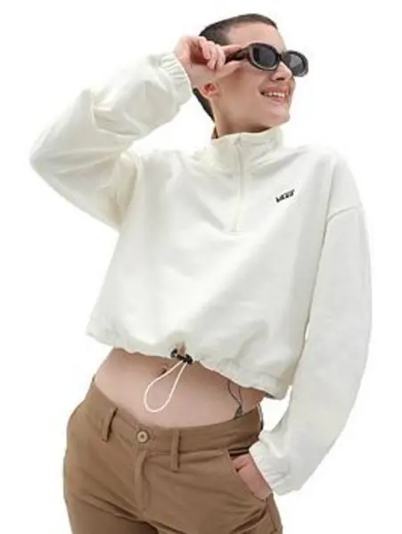 Image of Vans Marshmallow Left Chest Half Zip Sweatshirt