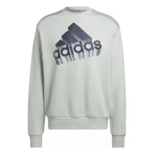 Image of adidas Essentials Brand Love French Terry Sweatshirt (Gen - Linen Green / Halo Silver