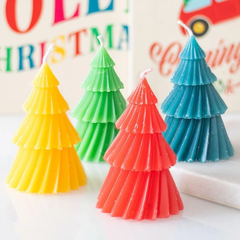 Image of Something Different Set of 4 Colourful Christmas Tree Candles Multi unisex One Size
