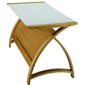 Image of Jual Helsinki Curve Oak/Glass Laptop Desk 1300