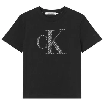 Image of Calvin Klein Jeans Satin Bond Fill T Shirt - BEH CK BLACK