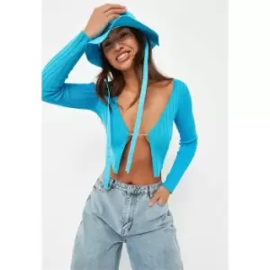 Image of Missguided RIB LS TOP - Blue
