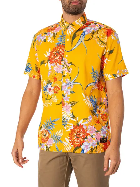 Image of Superdry Hawaiian Short Sleeved Shirt Anemone Yellow L