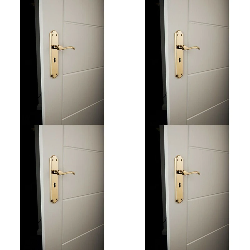 Image of Loops 4x PAIR Curved Handle on Long Lock Backplate 245 x 45mm Polished Chrome Multi