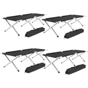 Image of Tectake - 4 camping beds made of aluminium - folding camp bed, single camp bed, camping cot - Black - black