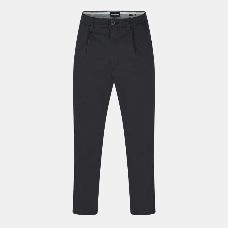 Image of Threadbare Cotton Straight Leg Pleated Chino Trousers With St - Black XL